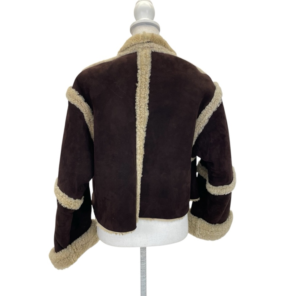 ❣️HP❣️Vakko Shearling & Suede Coat Large Brown/Natural - Picture 6 of 14